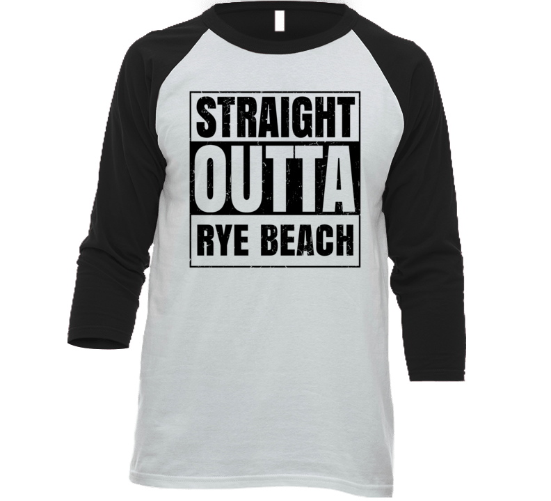 Straight Outta Rye Beach New Hampshire City Grunge Parody Baseball Rag