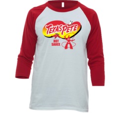 Texas Pete Hot Sauce Spicy Pepper Food Fan Baseball Raglan T Shirt 36276561