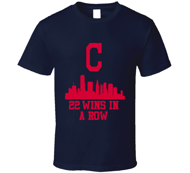 Cleveland Indians Skyline Wins In A Row 22 Games Streak Baseball T Shirt Cleveland Indians Skyline Wins In A Row 22 Games Streak Baseball T Shirt