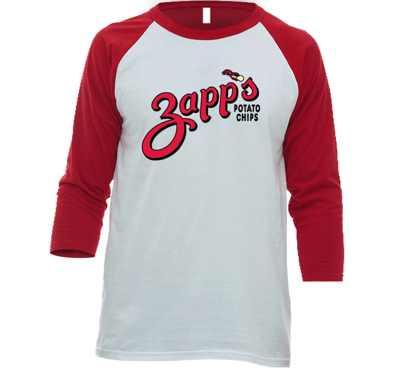 Zapp's Potato Chips Snack Junk Food Fan Baseball Raglan T Shirt