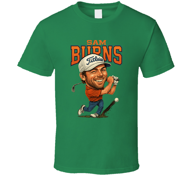 Sam Burns Caricature Golf T Shirt
