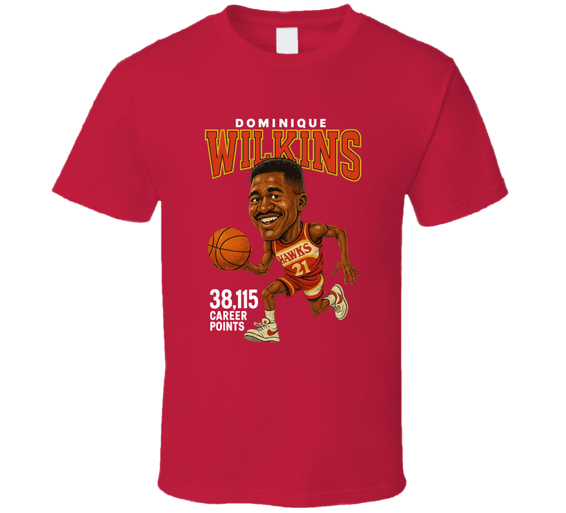 Dominique Wilkins Basketball Caricature T Shirt
