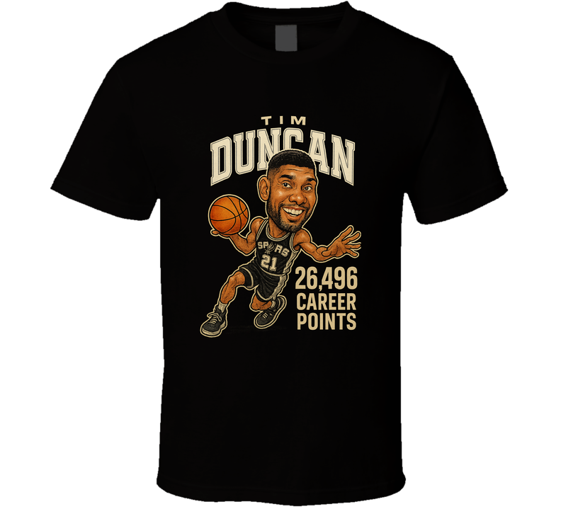 Tim Duncan Basketball Caricature T Shirt