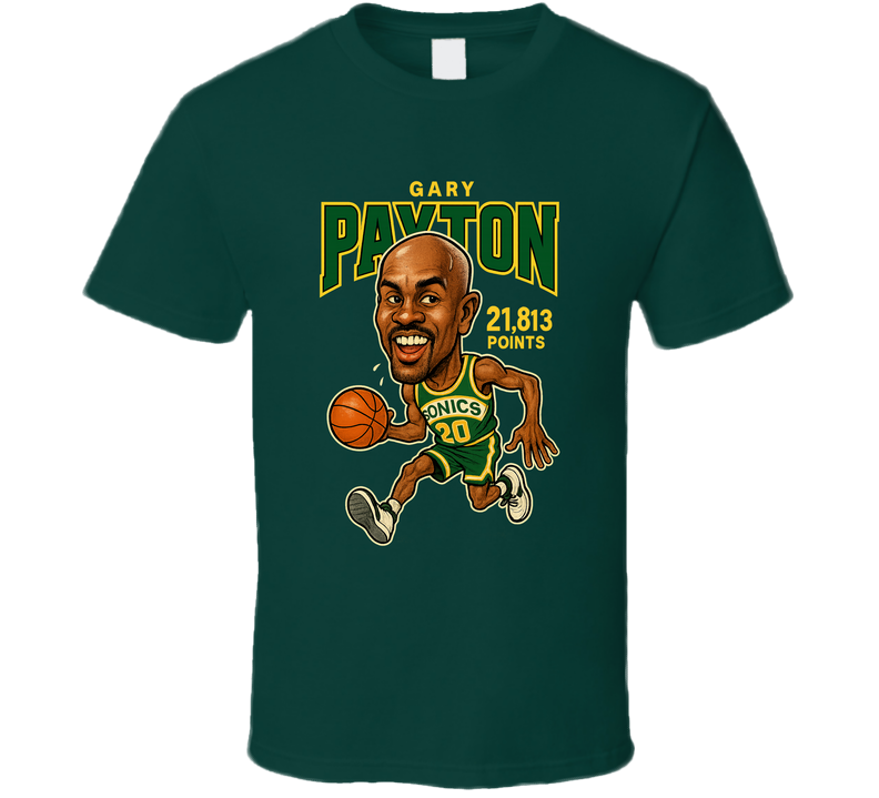 Gary Payton Basketball Caricature T Shirt