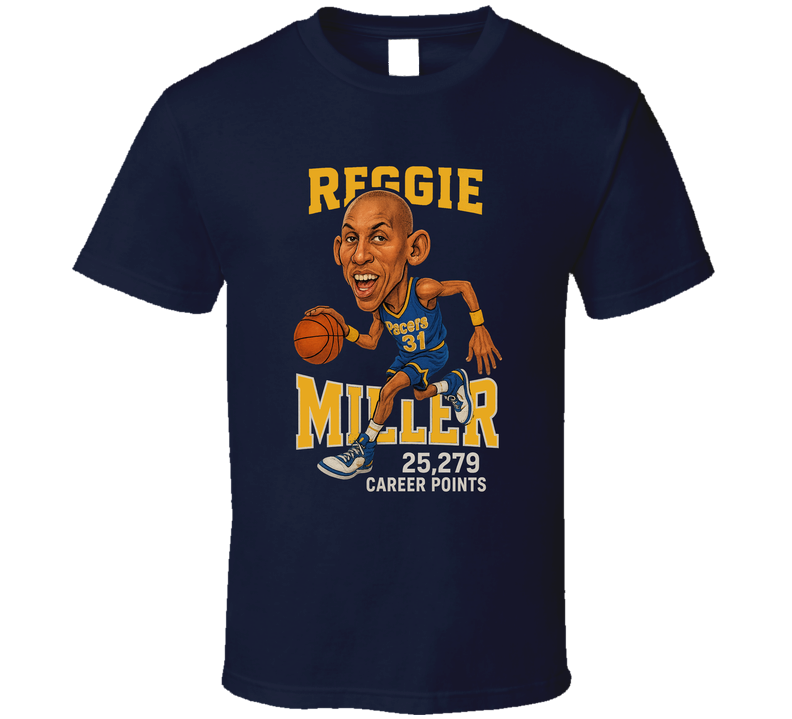 Reggie Miller Basketball Caricature T Shirt