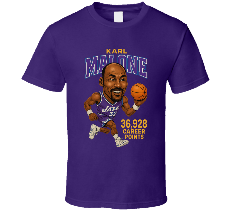 Karl Malone Basketball Caricature T Shirt