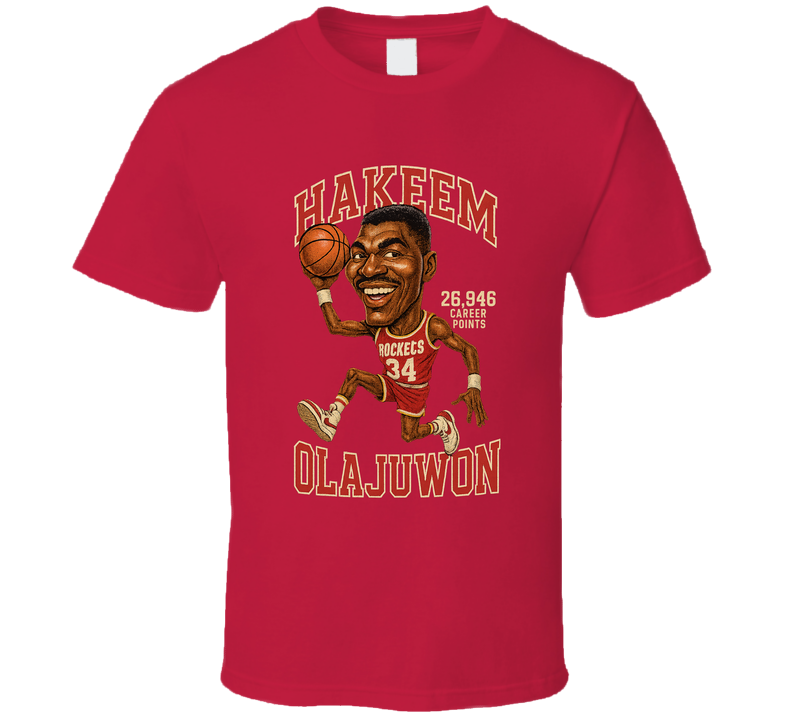 Hakeem Olajuwon Basketball Caricature T Shirt