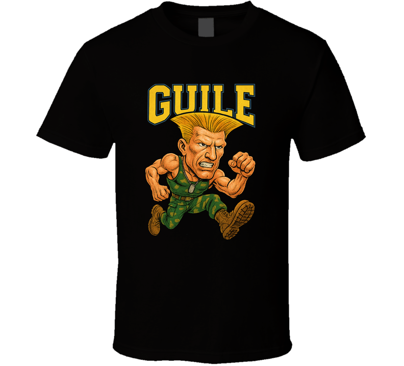 Guile Street Fighter Video Game Caricature T Shirt