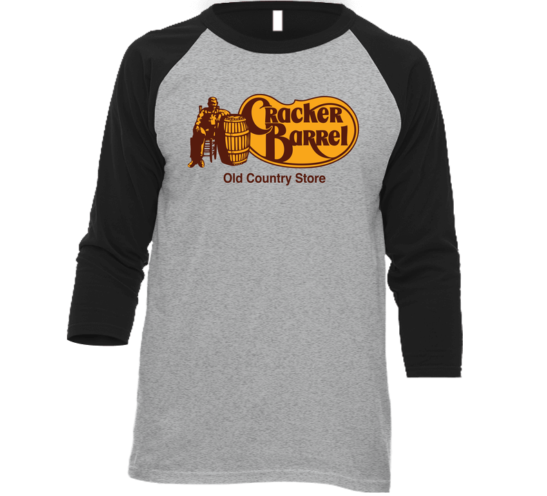 Cracker Barrel Old Country Store Nasdaq Company Logo Employee Fan Mens Soft Cotton Tee Raglan 3/4 Sleeve Shirt