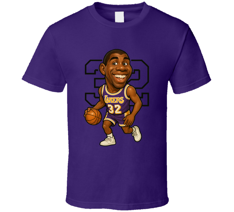 Magic Johnson Los Angeles Basketball Sports Caricature T Shirt