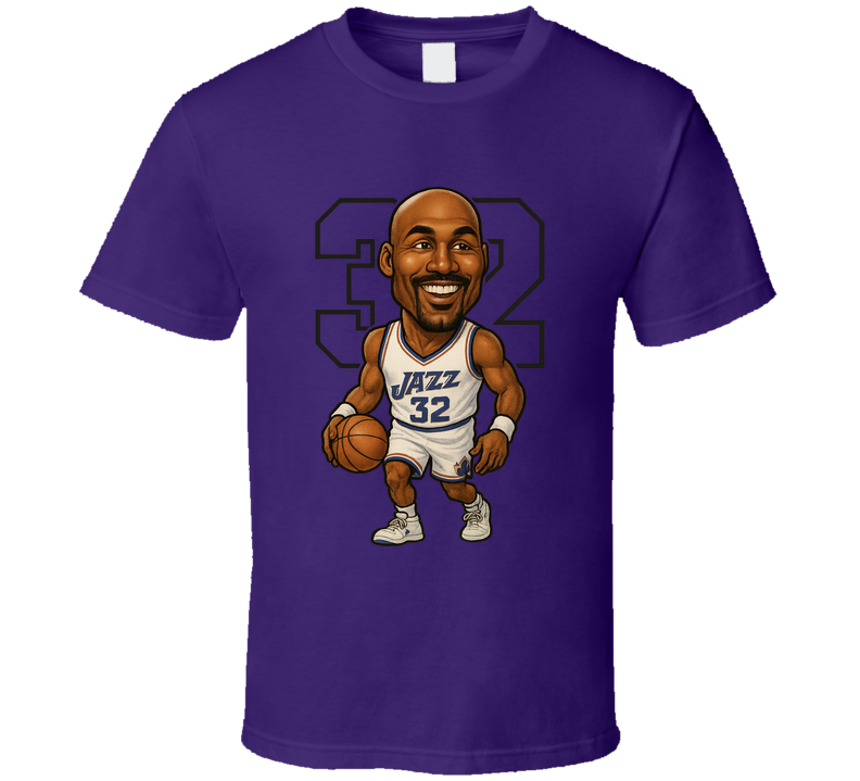 Karl Malone Utah Basketball Sports Caricature T Shirt