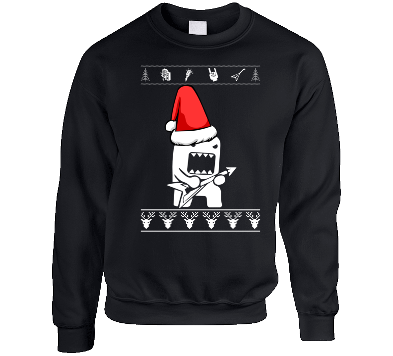 Domo Kun Christmas Rock Crewneck Sweatshirt Domo Kun Christmas Rock Crewneck Sweatshirt