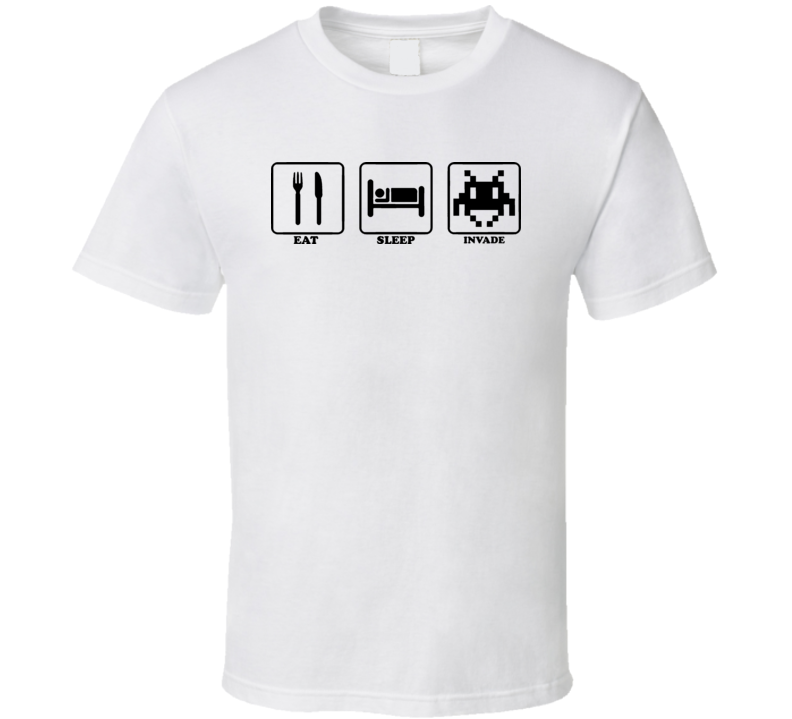 Retro 8 Bit Space Invaders Eat Sleep T Shirt Retro 8 Bit Space Invaders Eat Sleep T Shirt