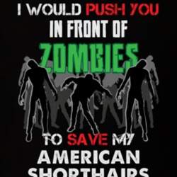 I Would Push You In Front Of Zombies To Save My American Shorthairs Funny Animal T Shirt 26784384