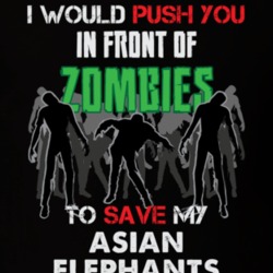 I Would Push You In Front Of Zombies To Save My Asian Elephants Funny Animal T Shirt 26784558