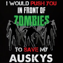 I Would Push You In Front Of Zombies To Save My Auskys Funny Animal T Shirt 26784606