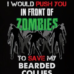 I Would Push You In Front Of Zombies To Save My Bearded Collies Funny Animal T Shirt 26785159